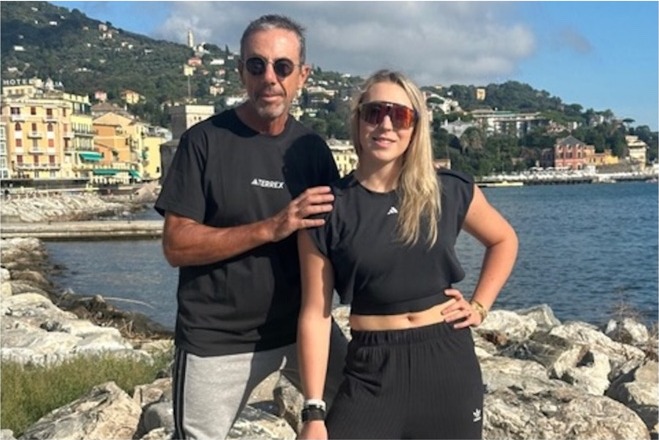 Alessandro Schiasselloni con Lara Colturi a Rapallo prima della stagione World Cup 2025–2026